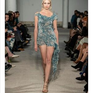 KNWLS Cyclo wallpaper print asymmetrical silk blend dress